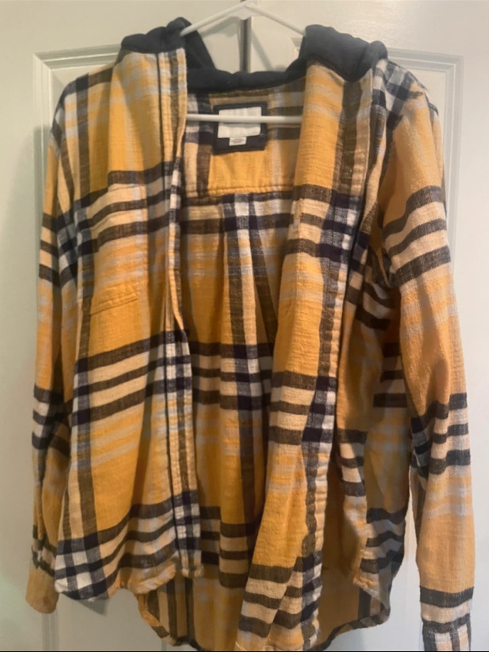 American Eagle Women Plaid Hooded Flannel Shirt - Casual Layering Shirt Jacket -